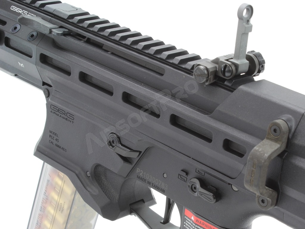 Airsoftová zbraň PCC-45, čierna, elektronická spúšť, mosfet [G&G]