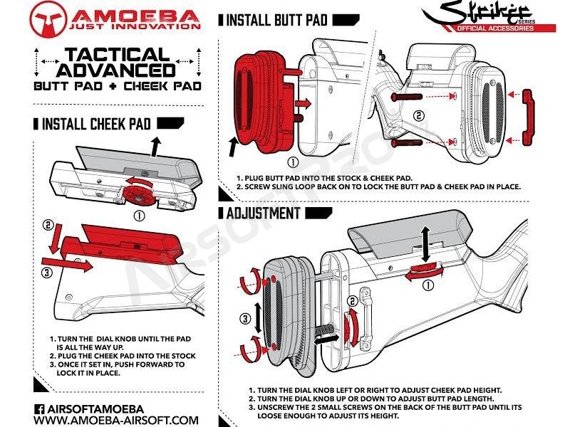 Plne nastaviteľná taktická botka aj lícnice pre Ares Amoeba Striker - čierna [Ares/Amoeba]