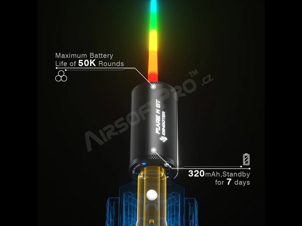 Nasvetľovací tlmič FLARE M BT + merač rýchlosti striel (chrono) - čierná [E-Shooter]