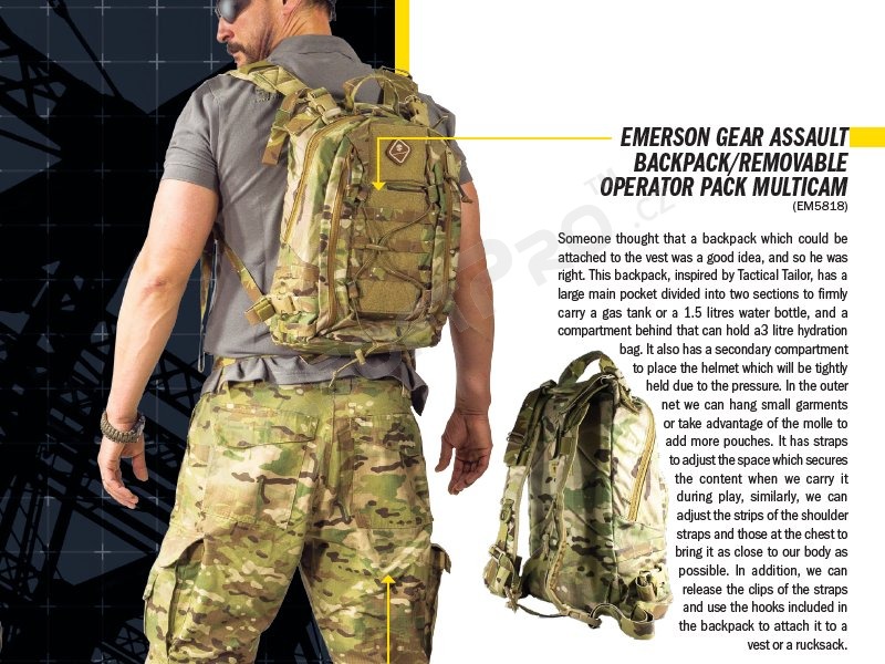 Vojenský batoh Operator s možnosťou pripevnenia na vestu, 13,5L - Multicam Arid [EmersonGear]