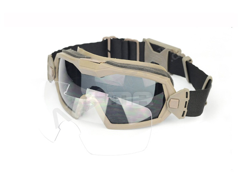 Taktické okuliare LPG01BK12-2R s ventilátorom s prepravným puzdrom Desert - číre, tmavé [FMA]