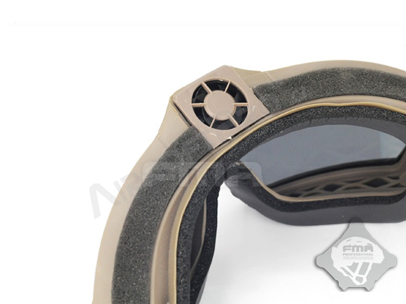 Taktické okuliare LPG01BK12-2R s ventilátorom s prepravným puzdrom Desert - číre, tmavé [FMA]