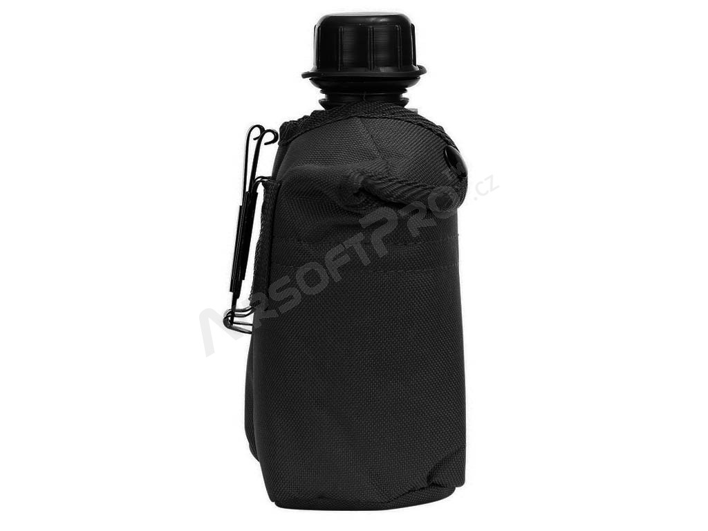 Plastová poľná fľaša US (1L) s obalom - Čierná [Fosco]