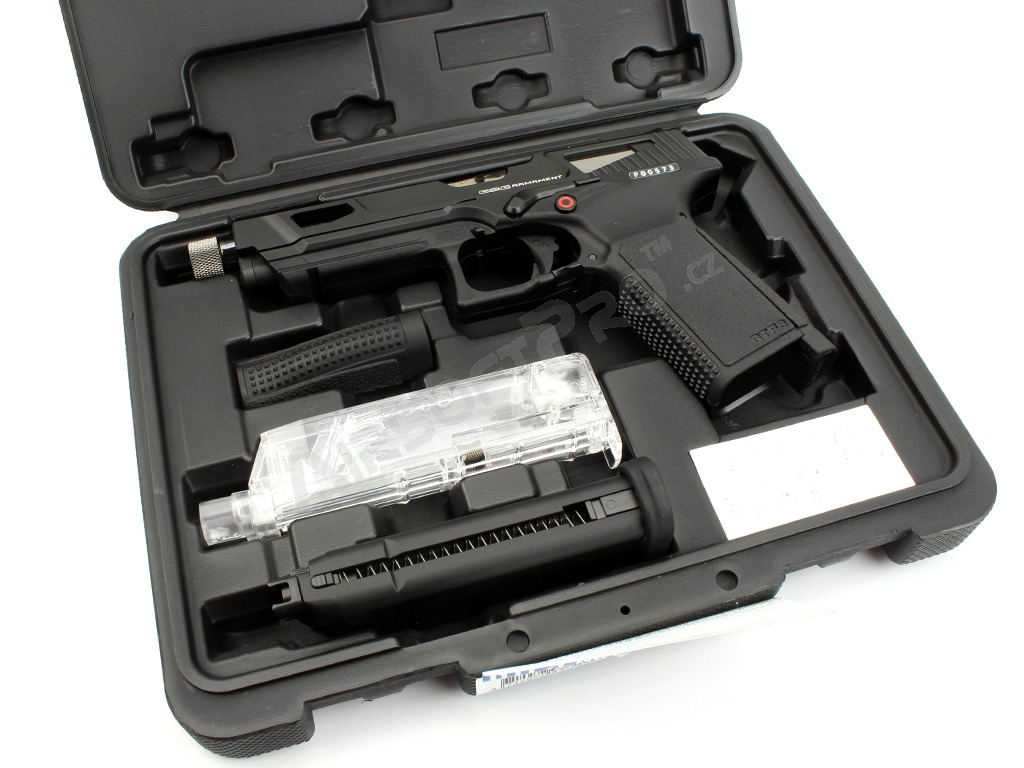 Airsoftová pištoľ GTP9 MS, plyn BlowBack (GBB) CNC záver - čierna [G&G]