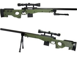 Airsoft sniper L96 AWS MB4401D + puškohľad a dvojnožka - olivová [Well]