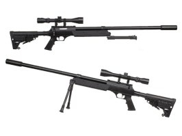 Airsoft sniper APS SR-2 LRV (MB13D) + dvojnožka + puškohľad + tlmič [Well]
