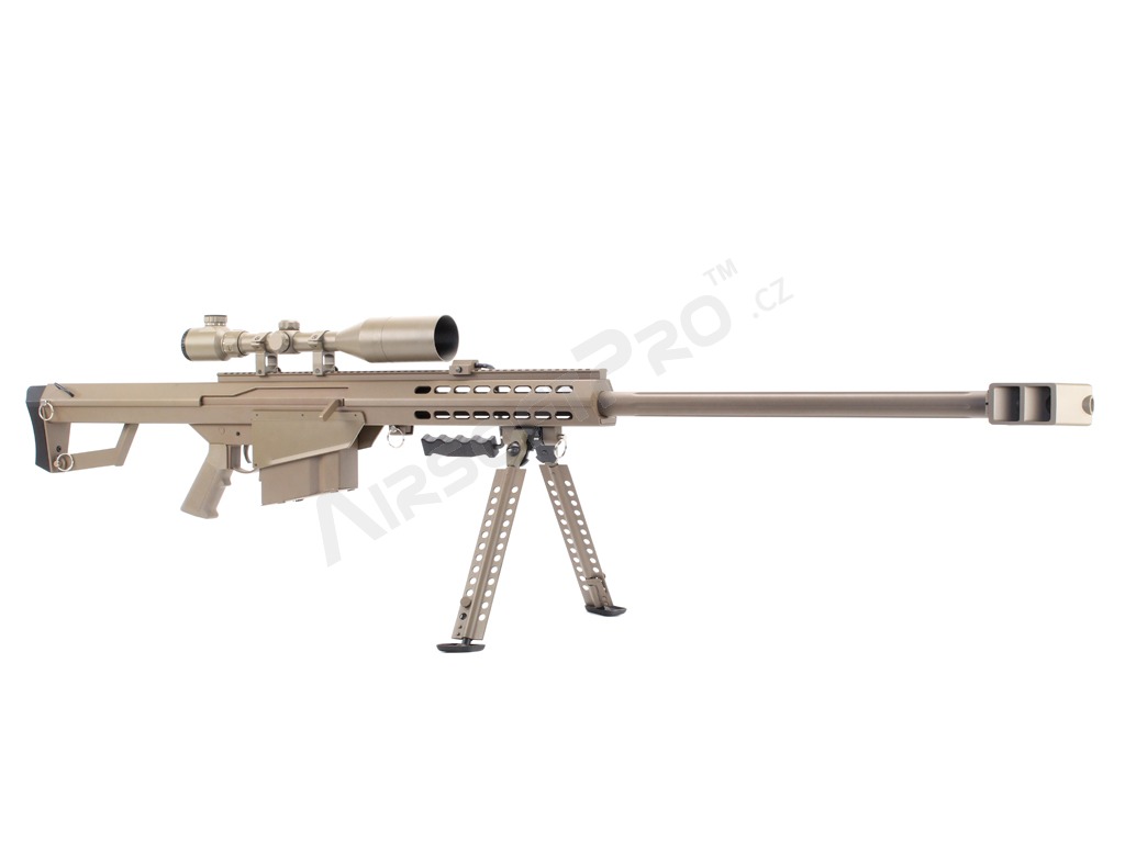 Airsoft sniper M82 BARRETT (SW-02A), puškohľad + dvojnožka, TAN [Snow Wolf]