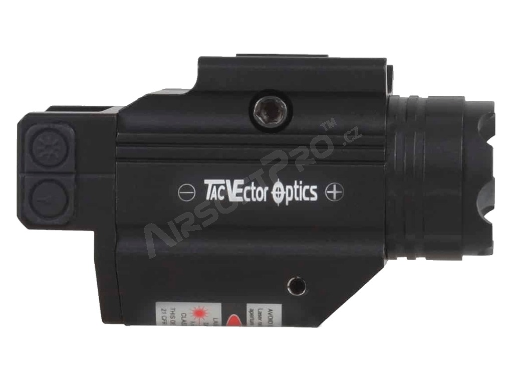 LED svietidlo s červeným laserom Doublecross a s RIS montážou na zbraň [Vector Optics]
