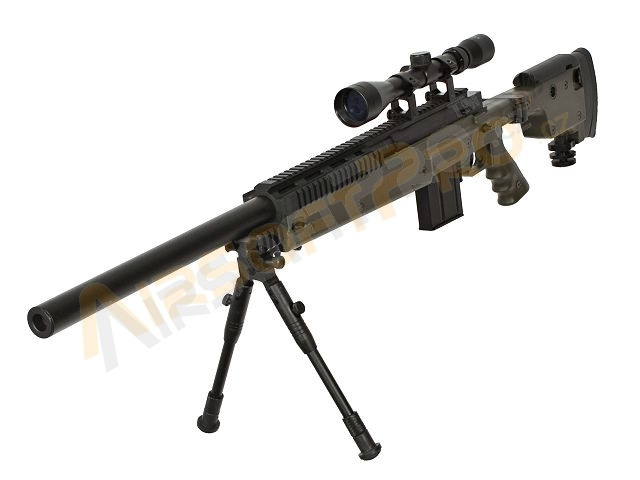Airsoft sniper MB4406D + puškohľad a dvojnožka - OD [Well]