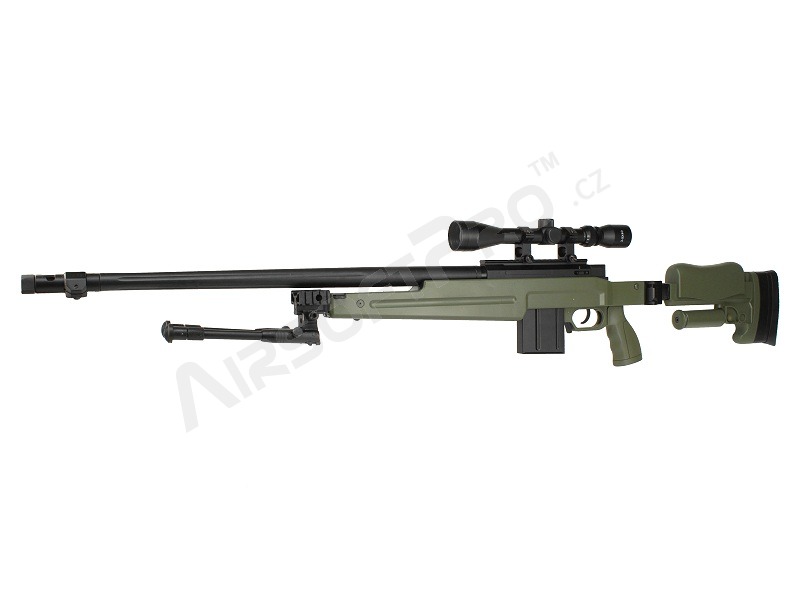 Airsoft sniper MB4414D + optika a dvojnožka - olivová [Well]