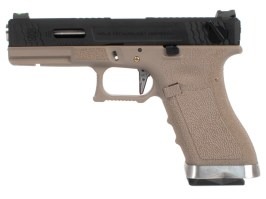Airsoftová pištoľ R18C Gen4 T5, čierny záver, strieborná hlaveň - TAN [WE]