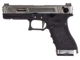 Airsoftová pištoľ R18C Gen4 T5, strieborny záver, strieborná hlaveň - čierna [WE]