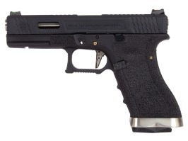 Airsoftová pištoľ R17 Gen4 T5 - čierny záver, strieborná hlaveň - čierna [WE]