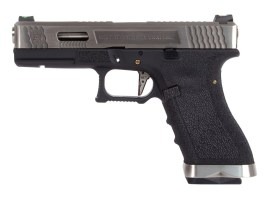 Airsoftová pištoľ R17 Gen4 T5 - strieborný záver, strieborná hlaveň - čierna [WE]