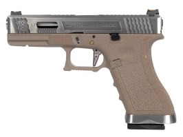 Airsoftová pištoľ R17 Gen4 T5 - strieborný záver, strieborná hlaveň - TAN [WE]