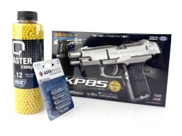 Balíček: Elektrická airsoftová pištoľ KP85 s blowbackom (EBB) + 3000 guličiek + 4 batérie [Tokyo Marui]