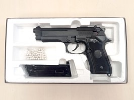 Airsoftová pištoľ M9, celokov, Gas BlowBack - čierna [KJ Works]