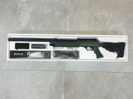 Airsoft sniper APS SR-2 LRV (MB13D) + dvojnožka + puškohľad + tlmič, olivová - NEKOMPLETNÉ [Well]