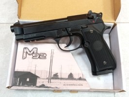 Airsoftová pištoľ M92, CO2 celokov, BlowBack - čierna, full auto, 1,6J - NEFUNKČNÉ [KWC]