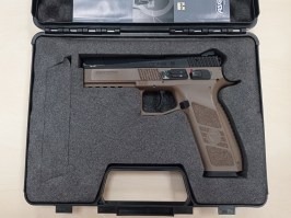Airsoftová pištoľ CZ P-09 DT FDE, kovový záver, plyn, BlowBack + kufor - SERVISOVANÉ [ASG]