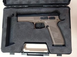 Airsoftová pištoľ CZ P-09 DT FDE, kovový záver, plyn, BlowBack + kufor - SERVISOVANÉ [ASG]