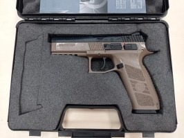 Airsoftová pištoľ CZ P-09 DT FDE, kovový záver, plyn, BlowBack + kufor - VRÁTENÉ V 14 DŇACH [ASG]