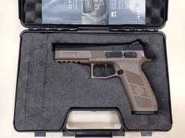 Airsoftová pištoľ CZ P-09 DT FDE, kovový záver, plyn, BlowBack + kufor - VRÁTENÉ V 14 DŇACH [ASG]
