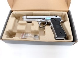 Airsoftová pištoľ M92F Nikel, celokov, BlowBack - NEFUNKČNÉ [WE]