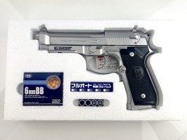 Airsoftová pištoľ M9A1 strieborná, elektrická, FULL AUTO, BlowBack (EBB) - NEFUNKČNÁ [Tokyo Marui]