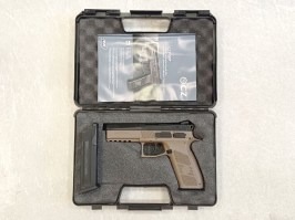 Airsoftová pištoľ CZ P-09 DT FDE, kovový záver, plyn, BlowBack + kufor - VRÁTENÉ V 14 DŇACH [ASG]