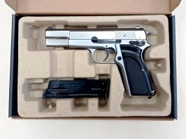 Airsoftová pištoľ Hi-Power MK3 - celokov, GBB, strieborná - SERVISOVANÁ [WE]