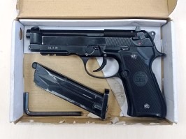 Airsoftová pištoľ M92, CO2 celokov, BlowBack - čierna, full auto, 1,6J - NEFUNKČNÁ [KWC]