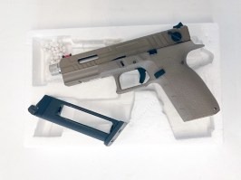 Airsoftová pištoľ KP-13F, hlaveň so závitom, BlowBack s dávkou (CO2) - TAN - VRÁTENÁ [KJ Works]