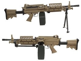 Airsoftový guľomet FN MK46 MOD 0 SOCOM s výsuvnou pažbou - celokovový, DE [A&K]