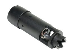 Nasvetľovacie tlmič Blaster AK Alpha s imitáciou výšľahu - Čierny [ACETECH]