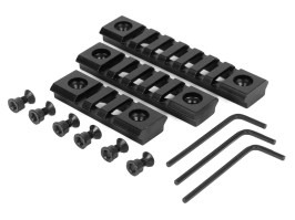 Set troch hliníkových odľahčených RIS líšt pre KeyMod predpažbia - 3,5,7 slotov - čierne [A.C.M.]