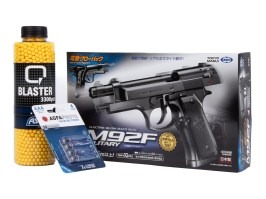 Balíček: Airsoftová pištoľ M92F Military, elektrická, EBB  + 3000 guličiek + 4 batérie [Tokyo Marui]