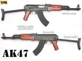 Airsoftová zbraň AK47S - celokov, drevo (CM.042S) [CYMA]