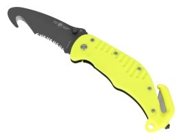 Záchranársky nôž s háčikom a zaoblenou čepeľou (RKY-02) - žltá [ESP]