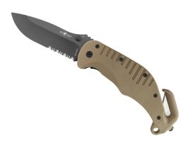 Záchranársky nôž s kombinovaným ostrím (RKK-01-S) - Khaki [ESP]