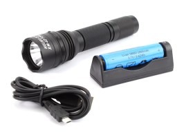 Taktická 10W LED svietidlo HELIOS 10-37, 1 režim + USB nabíjací adaptér a akumulátor [ESP]