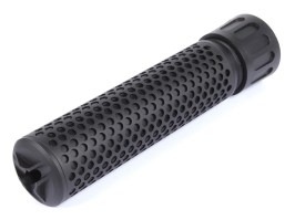 Imitácia tlmiča QDC KAC Style - dlhý, závit (-)14mm - čierny [JJ Airsoft]