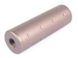 Kovová imitácia tlmiča hluku 100 × 35 mm, závit 14 mm (pravý / ľavý) - TAN [JJ Airsoft]
