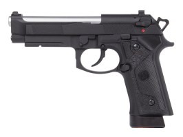 Airsoftová pištoľ M9 A1, celokov, CO2 blowback - čierna, strieborná hlaveň [KJ Works]
