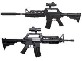 Airsoftová zbraň M4 S-System S20 + tlmič + svietidlo + kolimátor, ABS, manuál [Well]