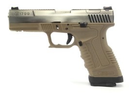 Airsoftová pištoľ GP1799 T8 - GBB, strieborný kovový záver, pieskový rám, strieborná hlaveň [WE]