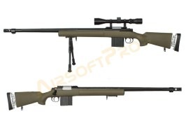 Airsoft sniper M24, MB4405D + puškohľad a dvojnožka - olivová [Well]