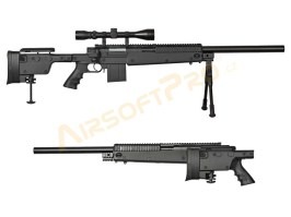 Airsoft sniper MB4406D + puškohľad a dvojnožka - čierna [Well]