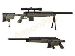 Airsoft sniper MB4406D + puškohľad a dvojnožka - OD [Well]