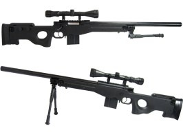 Airsoft sniper L96 AWS MB4401D + optika a dvojnožka - čierna [Well]